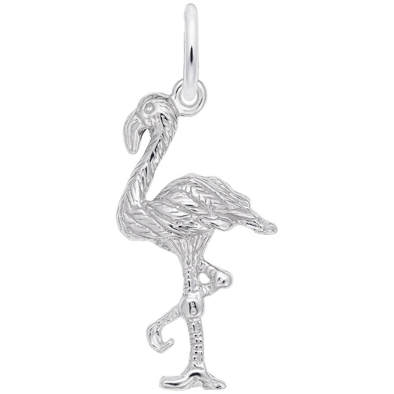 Flamingo Charm in 14k White Gold image number null