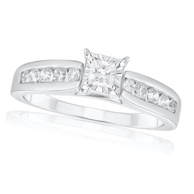 Princess-Cut .5ctw. Diamond Channel-Set Engagement Ring in 10k White Gold