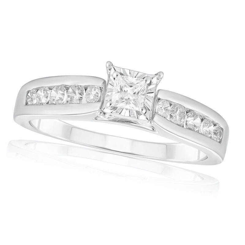 Princess-Cut .5ctw. Diamond Channel-Set Engagement Ring in 10k White Gold image number null