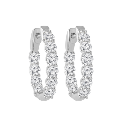 Lab Grown 3ctw. Diamond In & Out Hoops in 14k White Gold