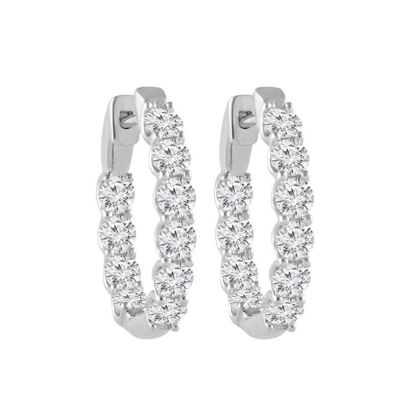 Lab Grown 3ctw. Diamond In & Out Hoops in 14k White Gold image number null