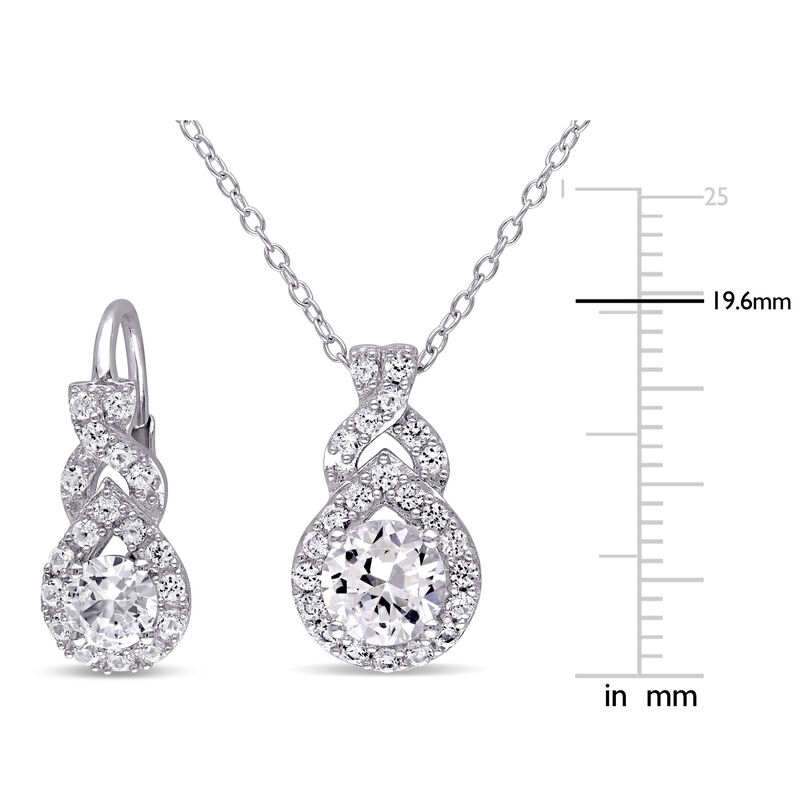 Brilliant-Cut Created White Sapphire Fashion Leverback Earrings & Pendant with Chain in Sterling Silver image number null