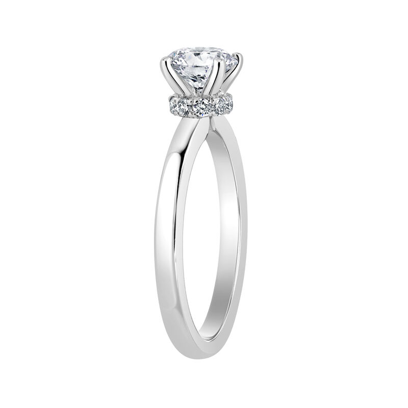 Brilliant-Cut Lab Grown 7/8ct. Diamond Ribbon Halo Solitaire Engagement Ring in 14k White Gold image number null