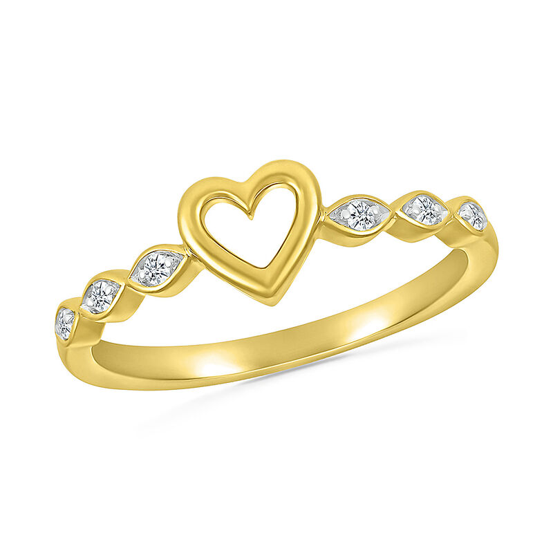 Brilliant-Cut .05ctw. Diamond Heart Promise Ring in 10k Yellow Gold image number null