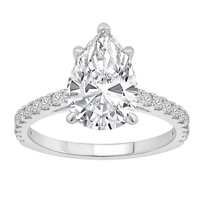 Pear-Shaped Lab Grown 2 3/4ctw. Diamond Classic 5 Prong Engagement Ring in 14k White Gold