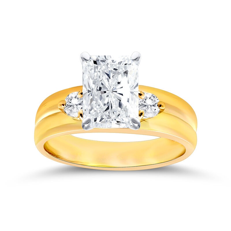 Radiant-Cut Lab Grown 2 1/4ctw. Diamond Three-Stone Double Band Engagement Ring in 14k Two-Tone Gold image number null