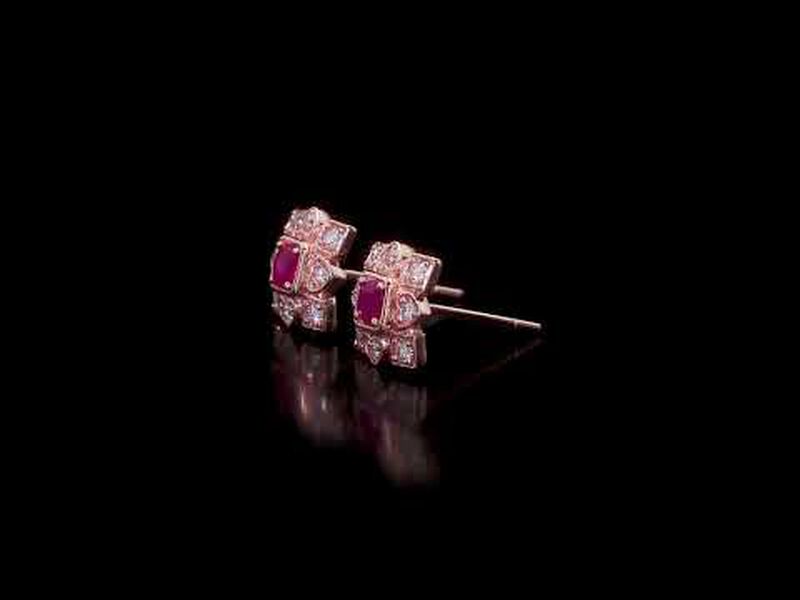 Everly Diamond & Ruby Stud Earrings in 10k Rose Gold image number null