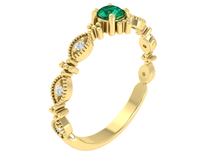 Radiant-Cut Created Emerald Lab Grown Diamond Band in 10k Yellow Gold