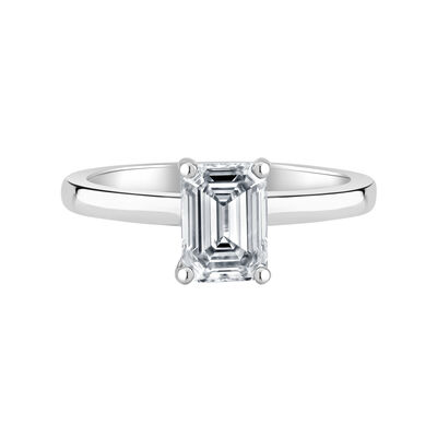 Emerald-Cut 1 1/2ct. Ribbon Halo Lab Grown FG VS Diamond Engagement Ring Setting in 14k White Gold