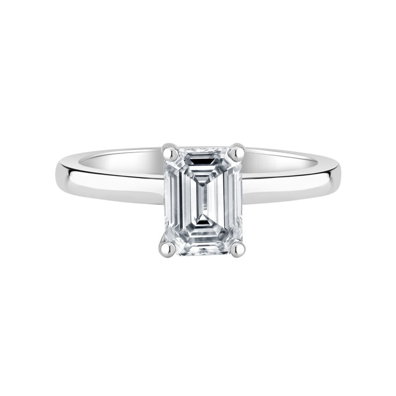 Emerald-Cut 1 1/2ct. Ribbon Halo Lab Grown FG VS Diamond Engagement Ring Setting in 14k White Gold image number null