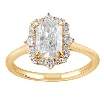 Radiant-Cut Lab Grown 1.84ctw. Diamond Fancy Halo Engagement Ring in 14k Yellow Gold