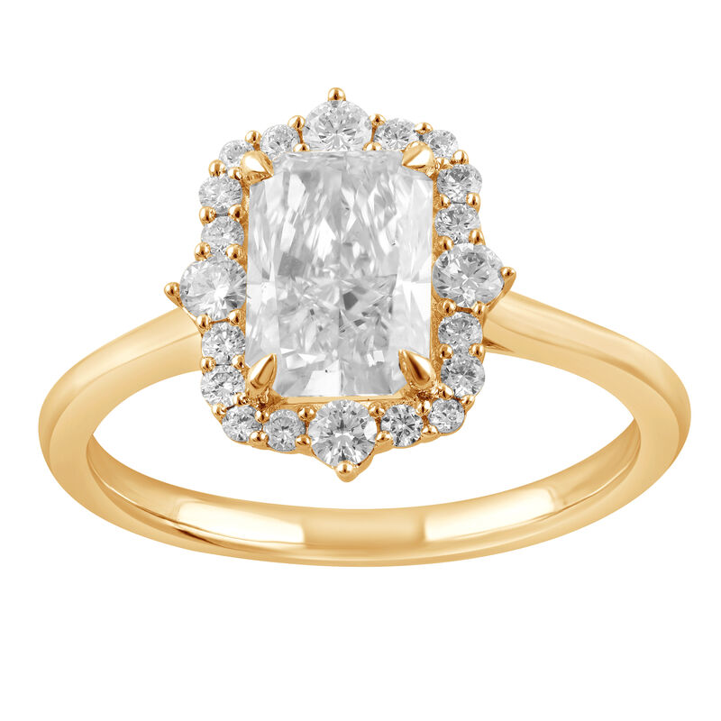 Radiant-Cut Lab Grown 1.84ctw. Diamond Fancy Halo Engagement Ring in 14k Yellow Gold image number null