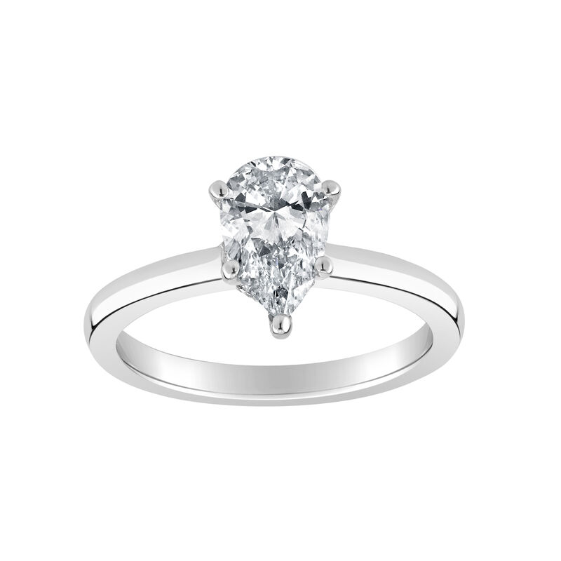 Pear-Shaped Lab Grown 1 1/4ct. FG VS Diamond Ribbon Halo Solitaire Engagement Ring in 14k White Gold image number null