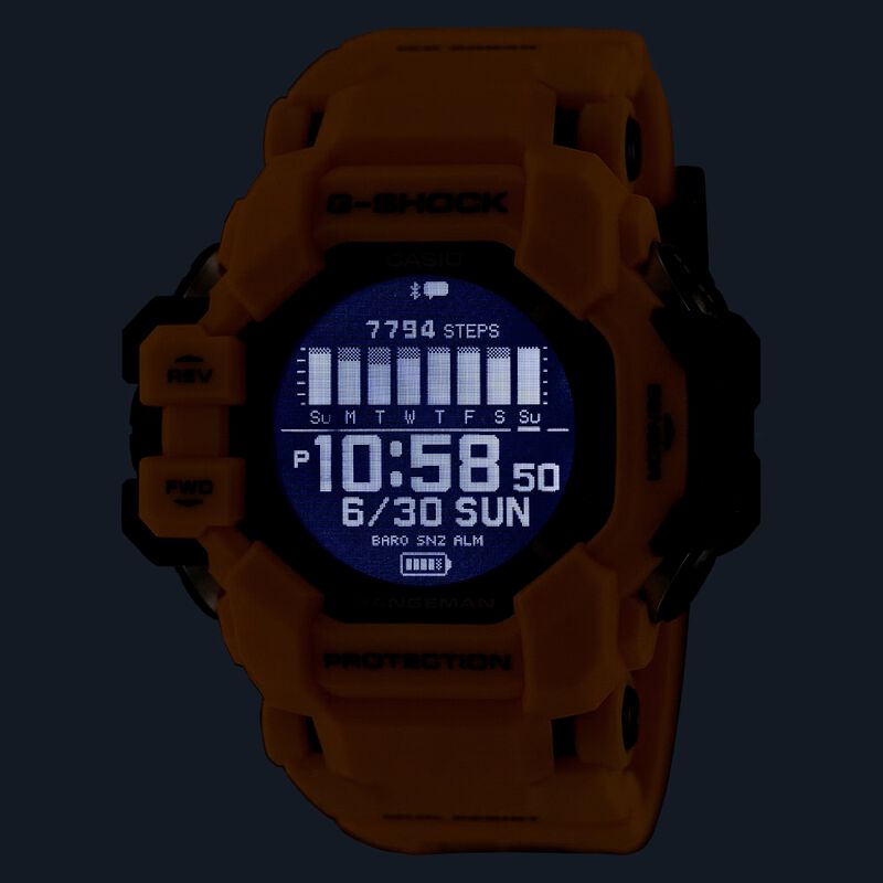 G-Shock Men's Master of G Rangeman Yellow Resin Case Digital Dial 53.2mm Watch GPRH1000-9 image number null