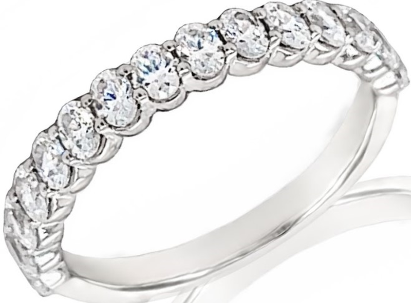 Oval-Cut 7/8ctw. Diamond Vertical Anniversary Band in 14k White Gold image number null