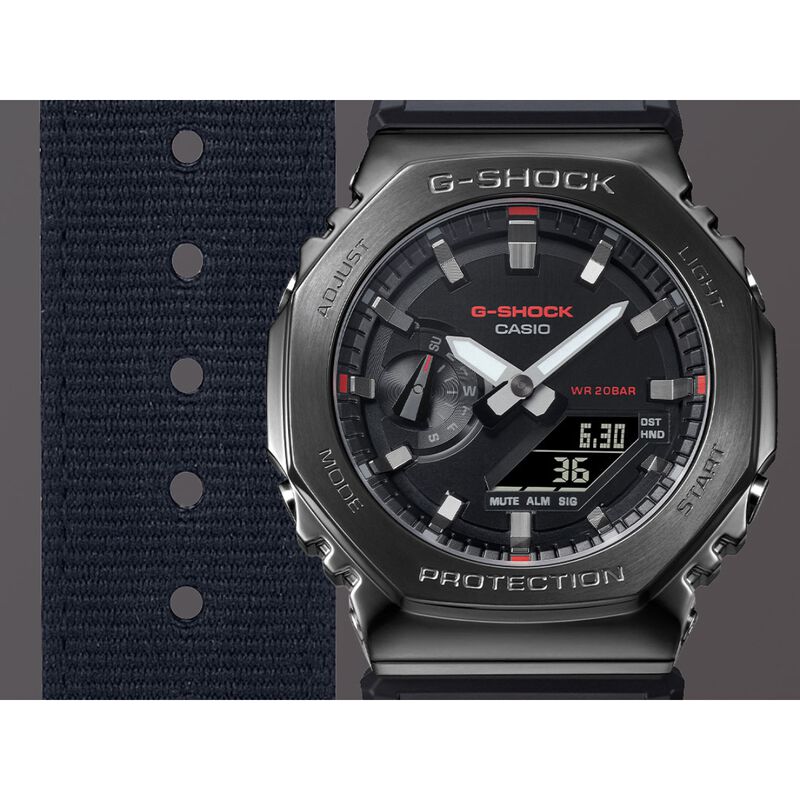 G-Shock Men's G-Steel Utility Metal Analog-Digital Metal Cover Black Fabric Band Watch GM2100CB-1A image number null