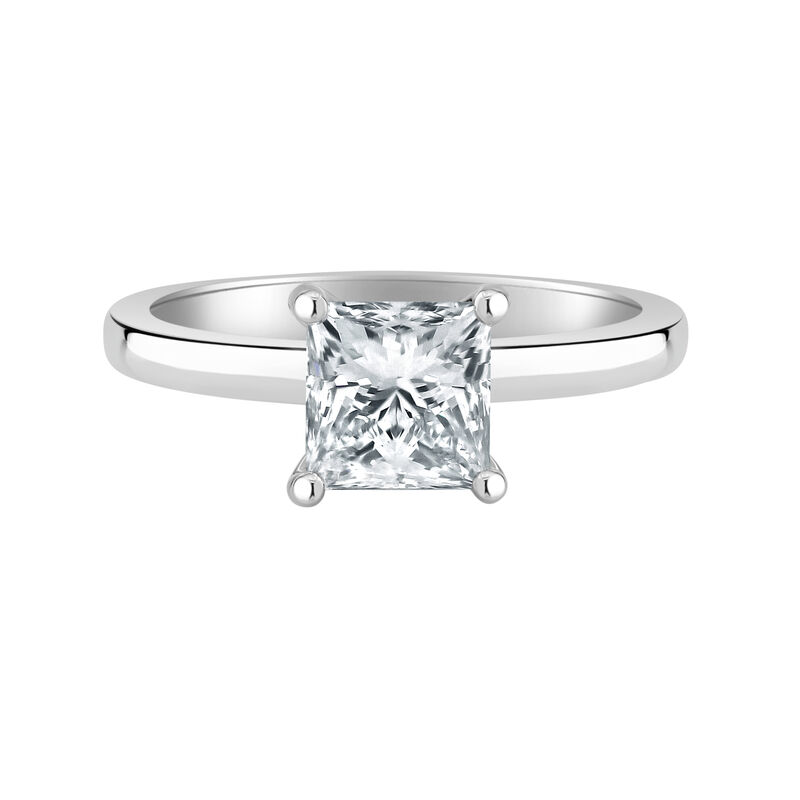 Princess-Cut Lab Grown 2ct. FG VS Diamond Ribbon Halo Solitaire Engagement Ring in 14k White Gold image number null