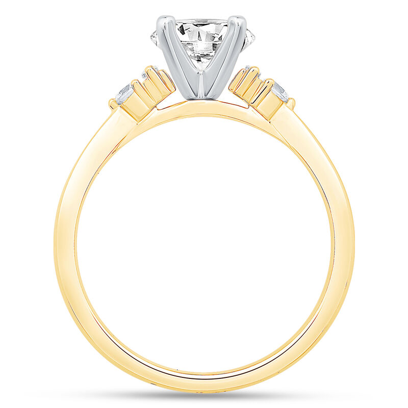 Brilliant-Cut Lab Grown 1.20ctw. Diamond with Baguette & Brilliant-Cut Accents Engagement Ring in 14k Yellow Gold image number null