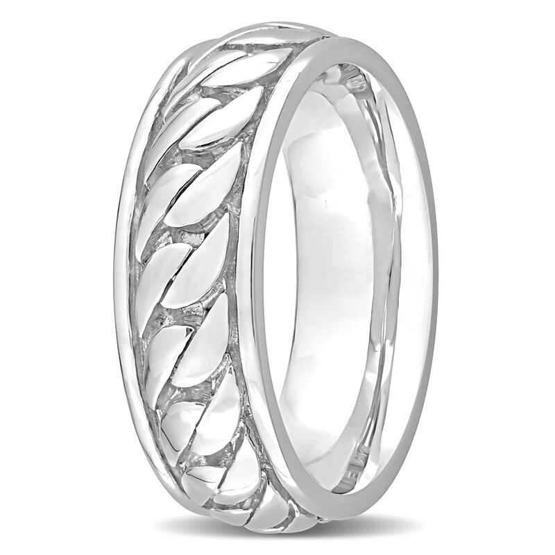 Men's 7.1mm Ribbed Design Ring in Sterling Silver image number null