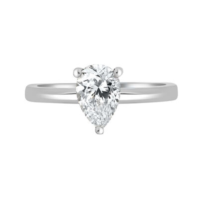 Pear-Shaped Lab Grown 1 3/4ct. FG VS Diamond Hidden Halo Solitaire Engagement Ring in 14k White Gold