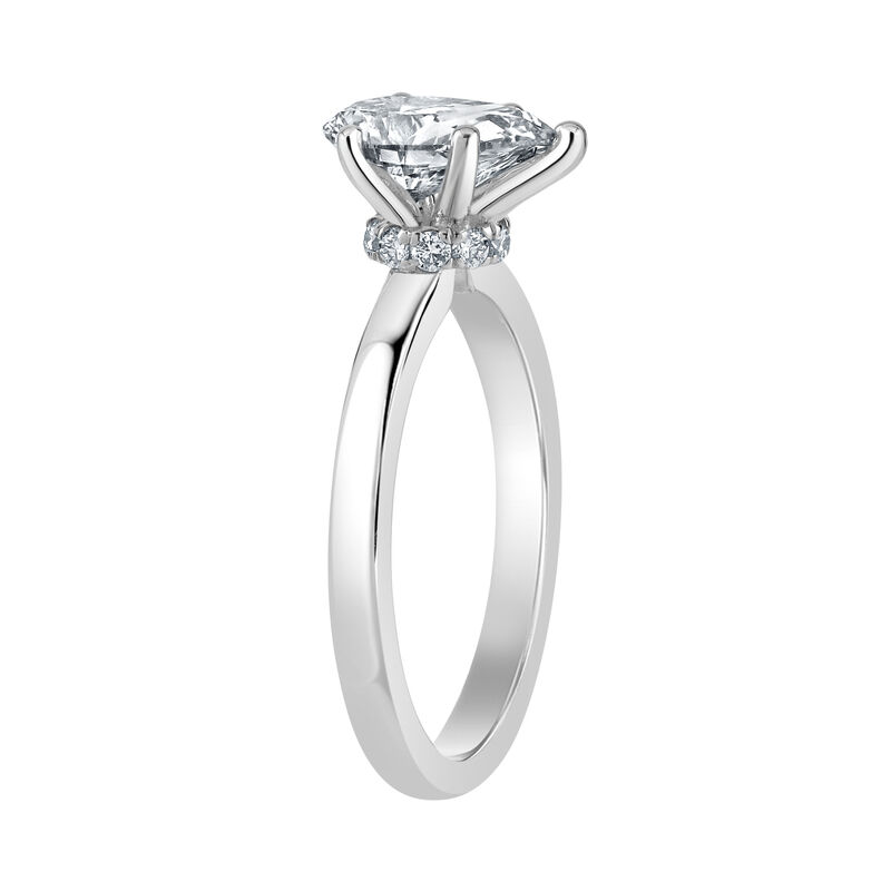 Pear-Shaped Lab Grown 1 3/4ct. FG VS Diamond Ribbon Halo Solitaire Engagement Ring in 14k White Gold image number null