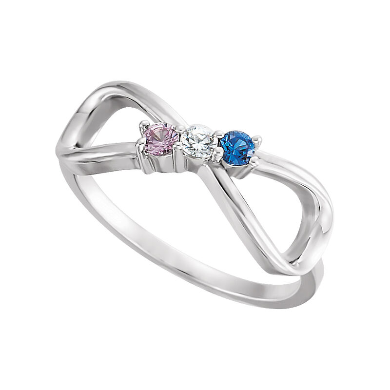 Infinity 3-Stone Family Ring in 14k White Gold image number null