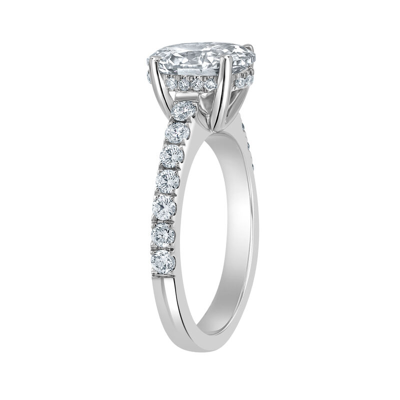 Oval-Cut Lab Grown 1 1/2ctw. Diamond Hidden Halo Classic Cathedral Engagement Ring in 14k White Gold image number null