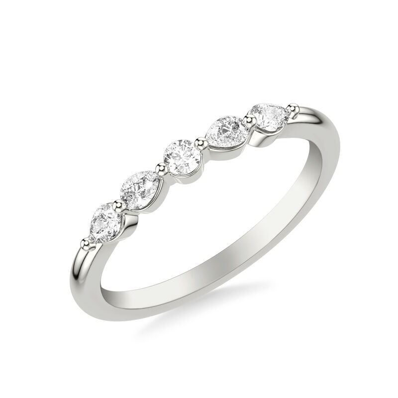 Sarah. ArtCarved 1/3ctw. Brilliant-Cut Pear-Shaped Diamond Wedding Band in 14k White Gold image number null