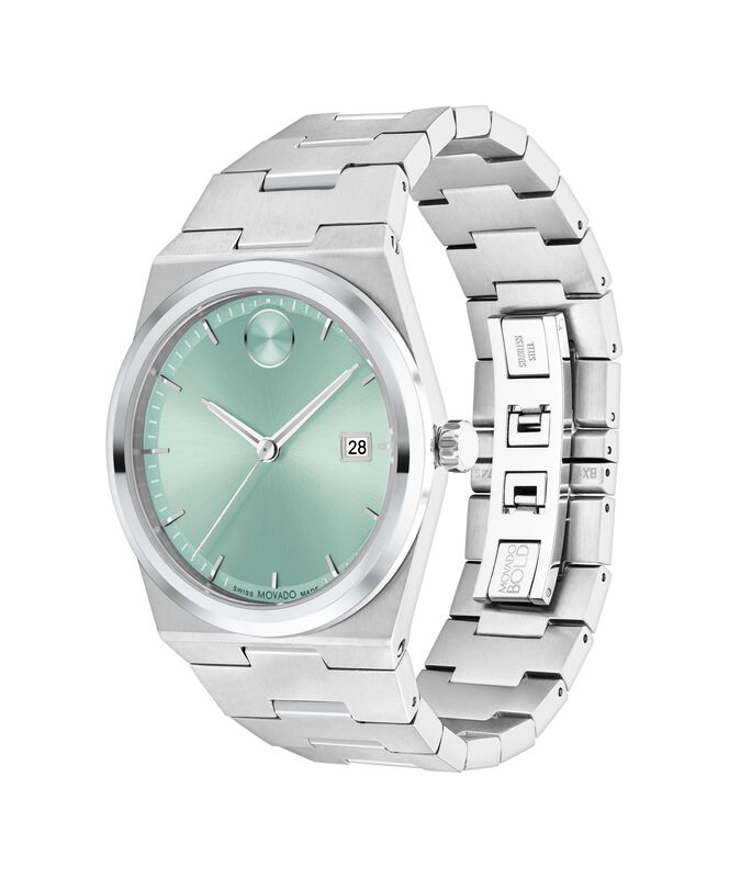 Movado Bold Quest Men's Stainless Steel Seafoam Blue Dial Bracelet 40mm Watch 3601243 image number null