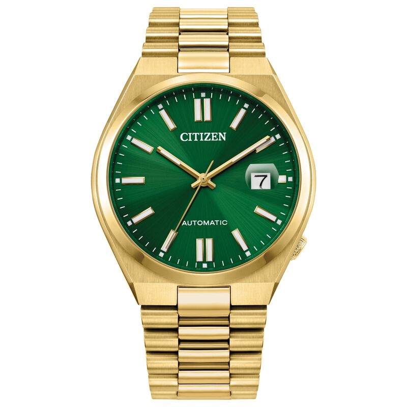 Citizen Men's GTS Tsuyosa Auto Green Dial GP Bracelet 40mm Watch NJ0152-51X image number null