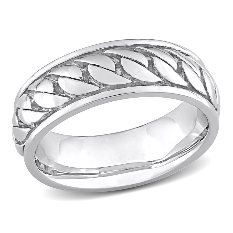 Men's 7.1mm Ribbed Design Ring in Sterling Silver image number null