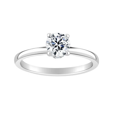 Brilliant-Cut Lab Grown 3/4ct. Diamond Ribbon Halo Solitaire Engagement Ring in 14k White Gold