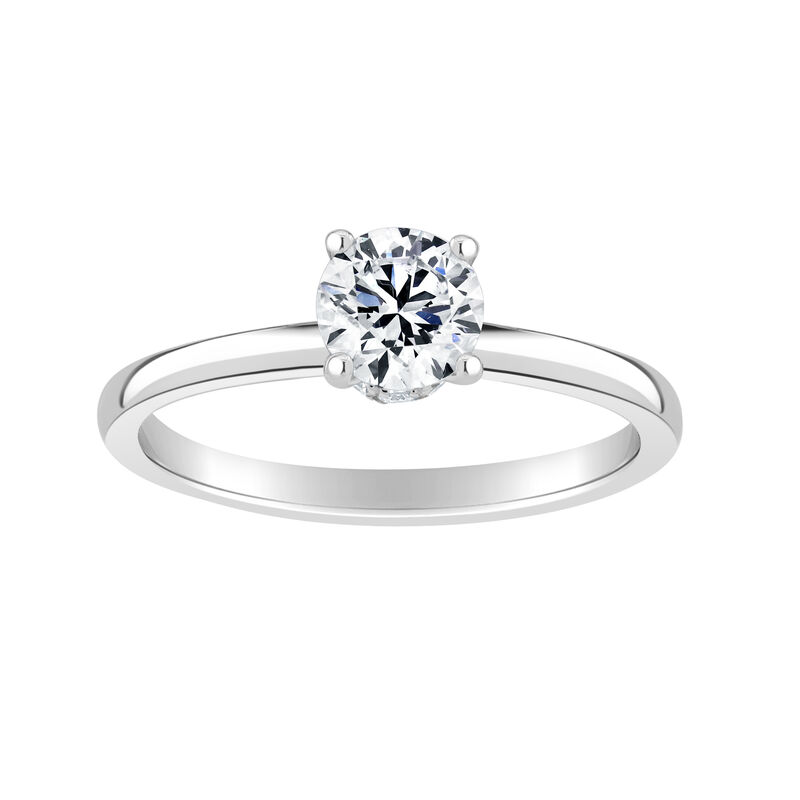 Brilliant-Cut Lab Grown 7/8ct. Diamond Ribbon Halo Solitaire Engagement Ring in 14k White Gold image number null