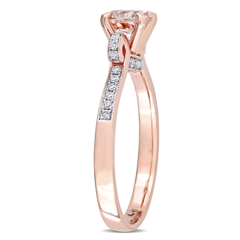 Brilliant-Cut Diamond and Morganite Engagement Ring in 14k Rose Gold image number null