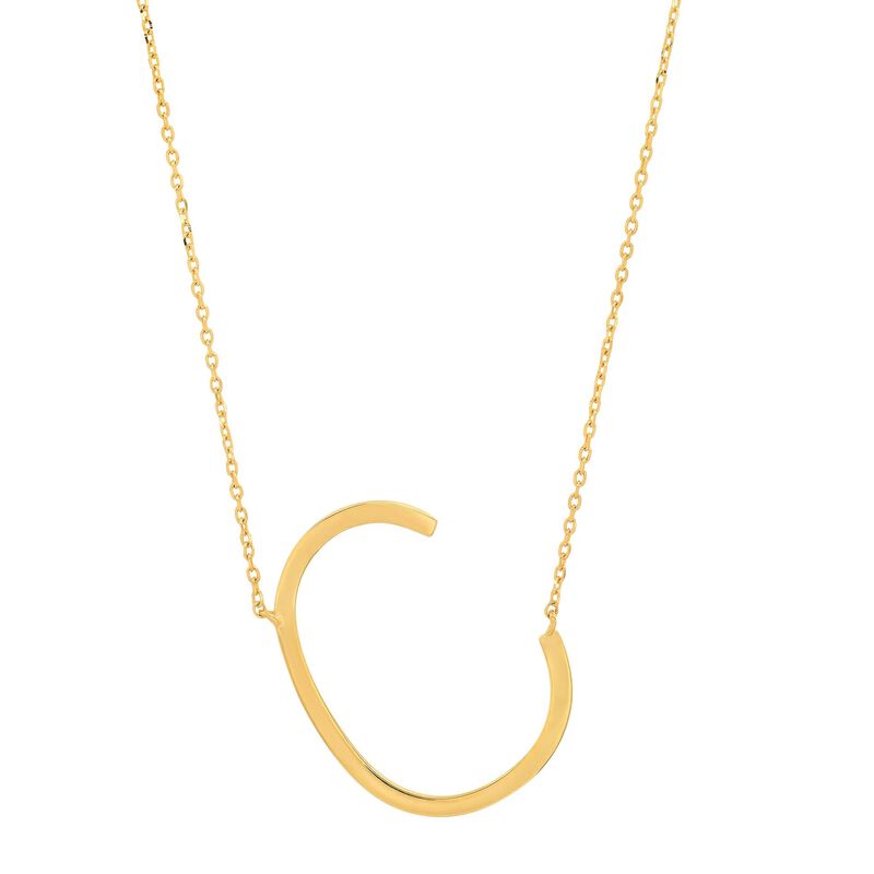 Letter C Necklace - Gold Block Letter Initial Charm
