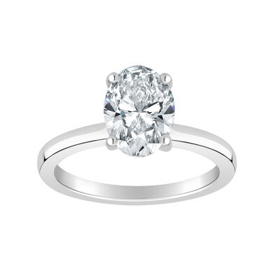 Oval-Cut Lab Grown 2 1/2ct. EF VS Diamond Ribbon Halo Solitaire Engagement Ring in 14k White Gold