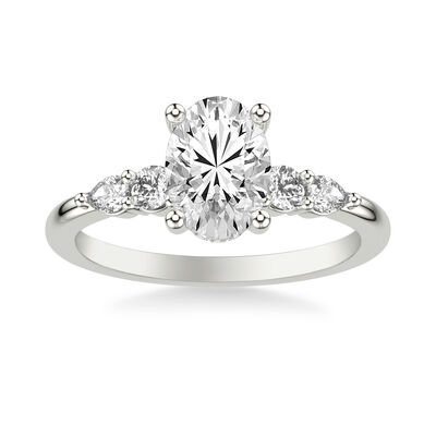 Sarah. ArtCarved Oval-Cut Engagement Ring Setting in 14k White Gold