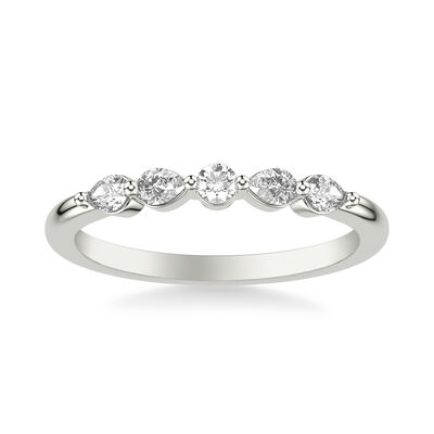 Sarah. ArtCarved 1/3ctw. Brilliant-Cut Pear-Shaped Diamond Wedding Band in 14k White Gold