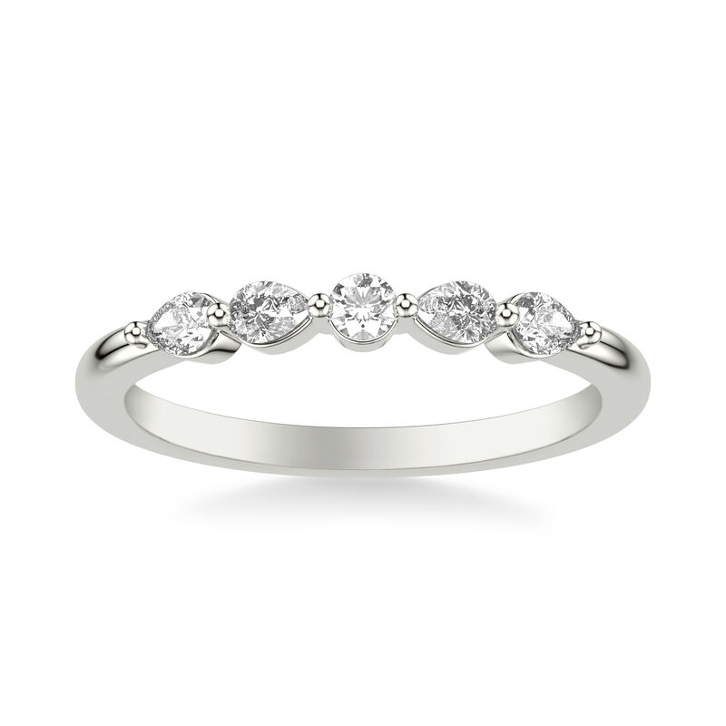 Sarah. ArtCarved 1/3ctw. Brilliant-Cut Pear-Shaped Diamond Wedding Band in 14k White Gold image number null