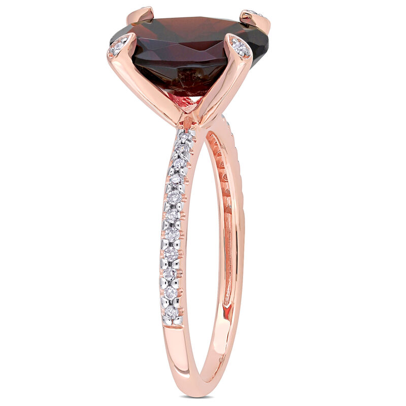 Oval-Cut Garnet and Diamond Ring in 10k Rose Gold image number null