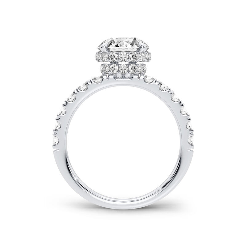 Brilliant-Cut Hidden Halo Cathedral Engagement Ring in 14k White Gold image number null