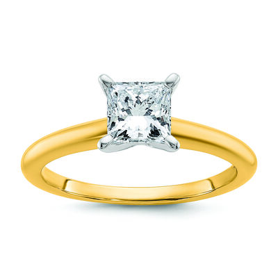 Princess-Cut 3/4ct. FGH VS SI Lab Grown Solitaire Engagement Ring in 14k Yellow Gold