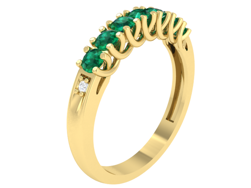 Created Emerald Lag Grown Diamond Band in 10k Yellow Gold image number null