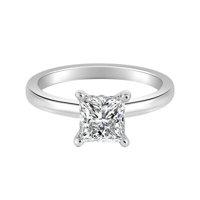 Princess-Cut Lab Grown 1ct. FG VS Diamond Hidden Halo Solitaire Engagement Ring in 14k Yellow Gold