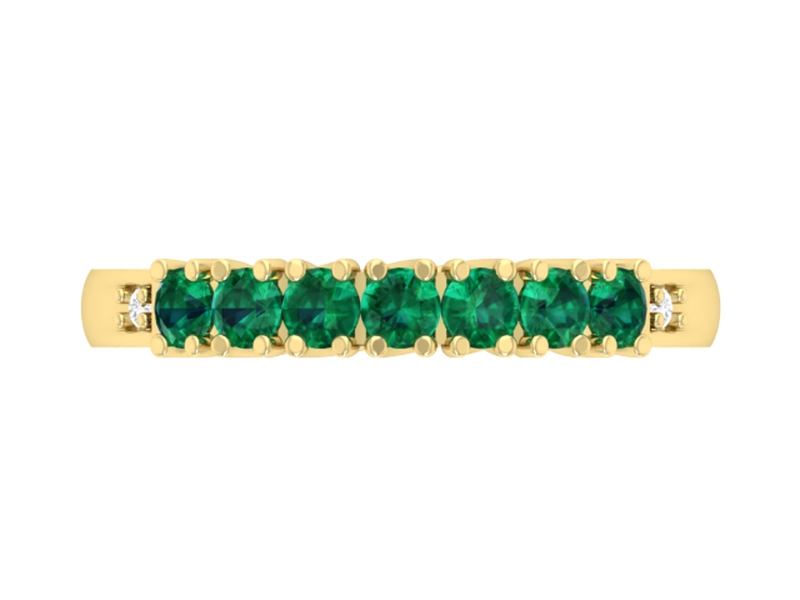 Created Emerald Lag Grown Diamond Band in 10k Yellow Gold image number null