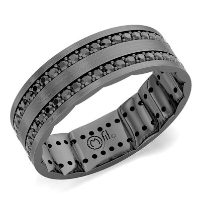 Men's MFIT 1ctw. Black Diamond Double Row Band in 10k White Gold with Black Rhodium