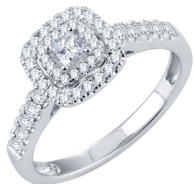 Princess-Cut Diamond 0.50ctw. Halo Engagement Ring in 14k White Gold