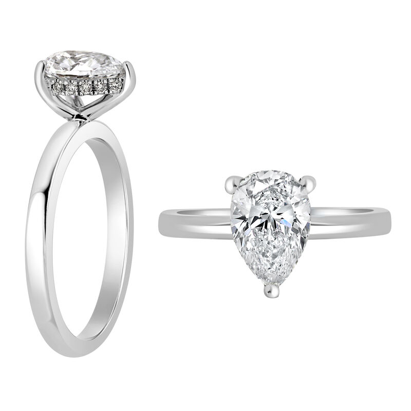 Pear-Shaped Lab Grown 1 1/2ct. FG VS Diamond Hidden Halo Solitaire Engagement Ring in 14k White Gold image number null