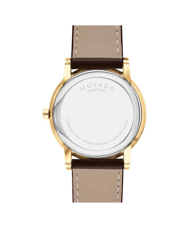 Movado Men's Museum Classic Yellow Gold PVD Burgundy Dial Leather Strap 40mm Watch 0607801 image number null