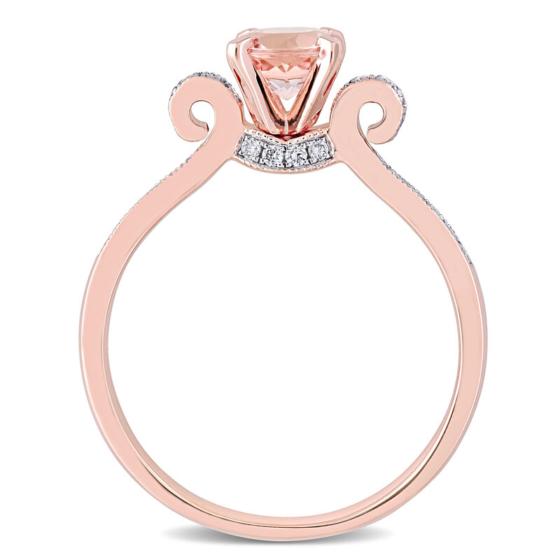 Brilliant-Cut Diamond and Morganite Engagement Ring in 14k Rose Gold image number null